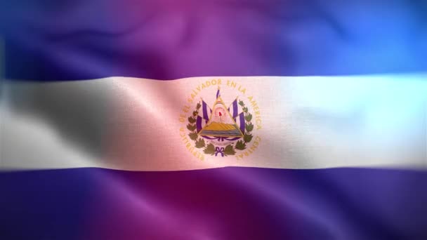 Flaga Międzynarodowa Salwador Salwador Flaga Płynne Zbliżenie Machanie Animacja Komputer — Wideo stockowe