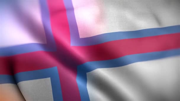 フェロー島の国際旗 フェロー島の旗は アニメーションをシームレスに閉じて手を振る コンピュータはフェロー島の旗を生成した 風に揺れる布の質感の旗の3Dアニメーション — ストック動画