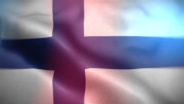 Bandera Internacional Finlandia Finland Flag Seamless Closeup Waving Animation Computadora — Vídeos de Stock