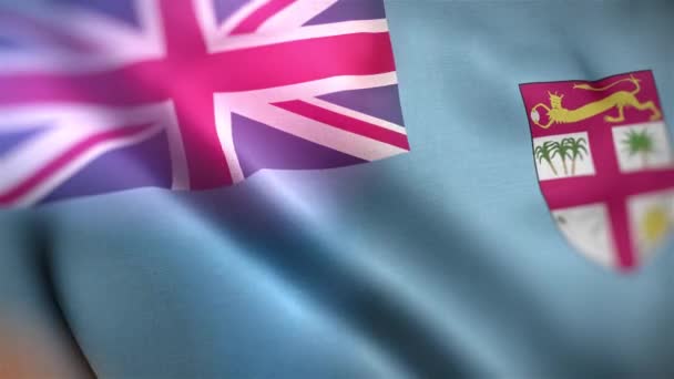 Bandera Internacional Fiji Fiji Bandera Primer Plano Sin Costuras Ondeando — Vídeo de stock