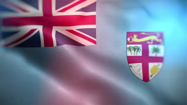 Internationale Vlag Van Fiji Fiji Vlag Naadloze Close Zwaaien Animatie — Stockvideo
