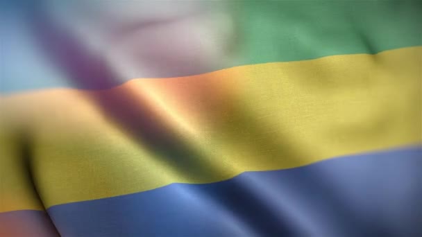 Międzynarodowa Flaga Gabonu Gabon Flaga Płynne Zbliżenie Machanie Animacja Komputer — Wideo stockowe