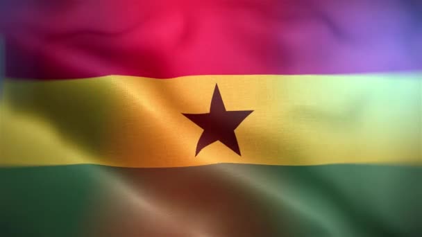 Bandera Internacional Ghana Ghana Bandera Inconsútil Primer Plano Ondeando Animación — Vídeos de Stock