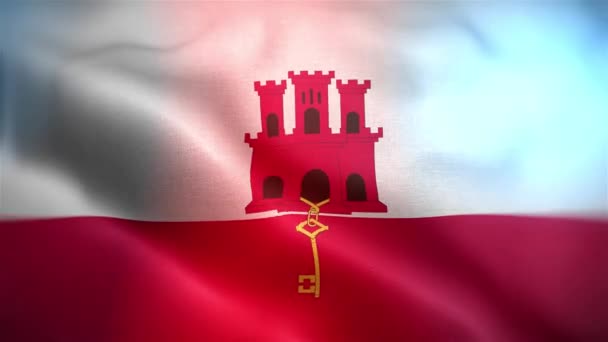 Bandiera Internazionale Gibilterra Bandiera Gibilterra Senza Soluzione Continuità Primo Piano — Video Stock
