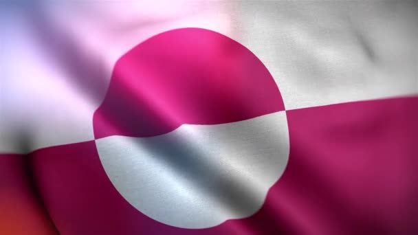 Grönland Uluslararası Bayrağı Grönland Bayrağı Dikişsiz Yakın Plan Sallama Animasyonu — Stok video