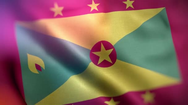 Internationale Vlag Van Grenada Grenada Vlag Naadloze Close Zwaaien Animatie — Stockvideo