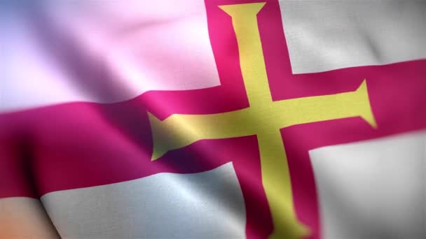 Bandera Internacional Guernsey Guernsey Bandera Inconsútil Primer Plano Ondeando Animación — Vídeos de Stock