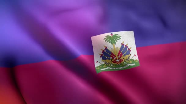 Διεθνής Σημαία Της Αϊτής Σημαία Αϊτή Απρόσκοπτη Closeup Κυματίζει Animation — Αρχείο Βίντεο