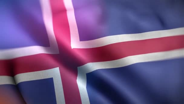 Flaga Międzynarodowa Islandii Islandzka Flaga Płynna Animacja Machająca Zbliżeniem Komputer — Wideo stockowe