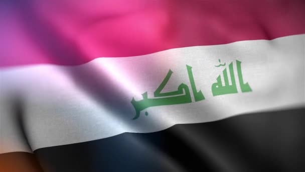 Международный Флаг Ирака Иракский Флаг Плавным Крупным Планом Размахивающим Анимацией — стоковое видео