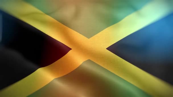 Jamaica Nemzetközi Zászlaja Jamaica Zászló Zökkenőmentes Közelkép Integető Animáció Számítógép — Stock videók