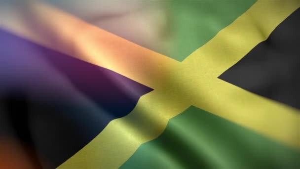 ジャマイカの国際旗 ジャマイカの旗はシームレスに手を振るアニメーション ジャマイカの国旗を作成した 風に揺れる布の質感の旗の3Dアニメーション — ストック動画