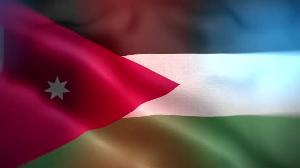 Jordánia Nemzetközi Zászlaja Jordan Zászló Zökkenőmentes Közelkép Integető Animáció Számítógép — Stock videók