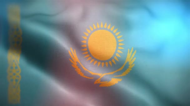 Internationale Flagge Von Kasachstan Kasachstan Flagge Nahtlose Nahaufnahme Winken Animation — Stockvideo