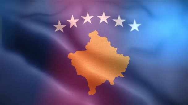 Internationale Flagge Des Kosovo Nahtlose Nahaufnahme Mit Kosovo Flagge Die — Stockvideo