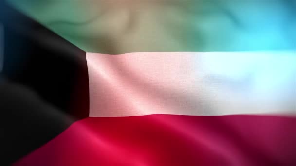 Uluslararası Kuveyt Bayrağı Kuveyt Bayrağı Kusursuz Yakın Plan Sallama Animasyonu — Stok video