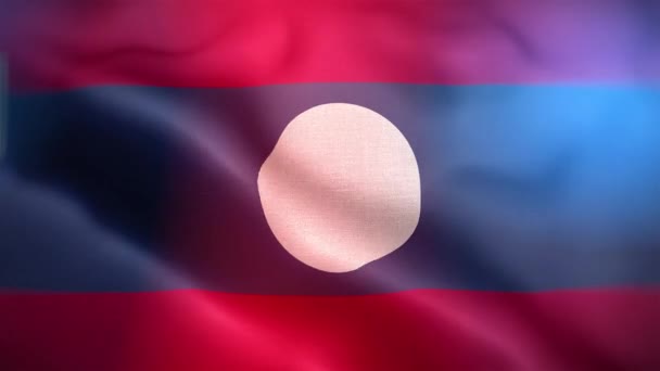 Internationale Flagge Von Laos Nahtloser Nahaufnahme Weht Die Laotische Flagge — Stockvideo