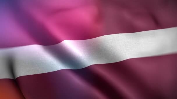 Lettország Nemzetközi Lobogója Lettország Zászló Zökkenőmentes Közelkép Integető Animáció Számítógép — Stock videók