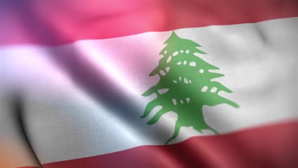 Bandera Internacional Del Líbano Líbano Bandera Inconsútil Primer Plano Ondeando — Vídeo de stock