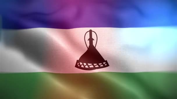 Lesothos Internationella Flagga Lesotho Flagga Sömlös Närbild Viftande Animation Datorgenererade — Stockvideo