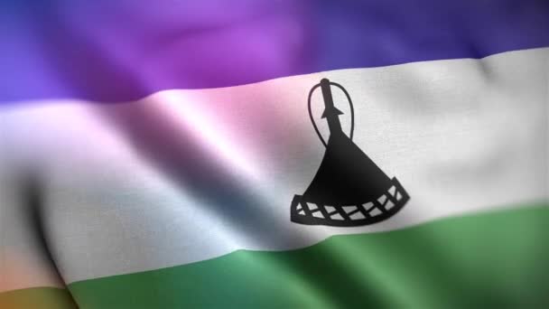 Bandera Internacional Lesotho Lesotho Bandera Inconsútil Primer Plano Ondeando Animación — Vídeo de stock