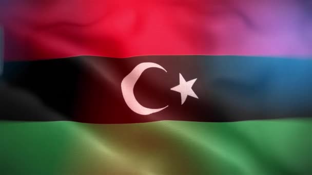Міжнародний Прапор Лівії Лівія Тримає Прапор Вітрила Розмахуючи Анімацією Комп — стокове відео