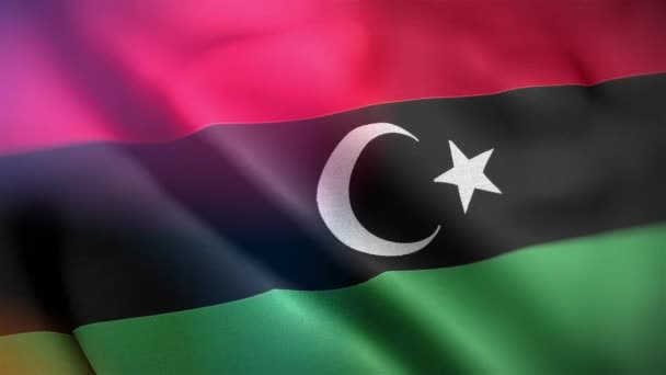 Drapeau International Libye Drapeau Libyen Animation Gros Plan Sans Couture — Video