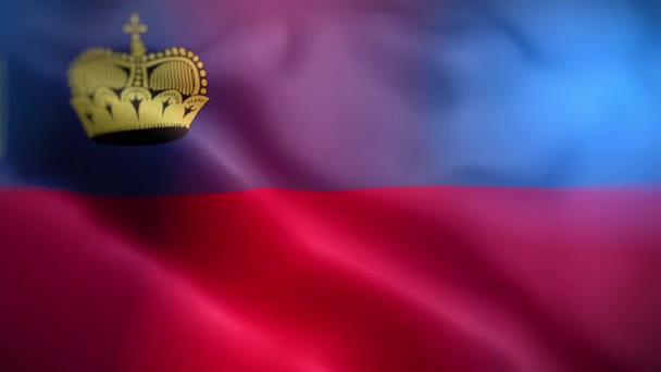 Lichtenštejnská Mezinárodní Vlajka Lichtenštejnsko Vlajka Hladké Detailní Záběr Mávání Animace — Stock video