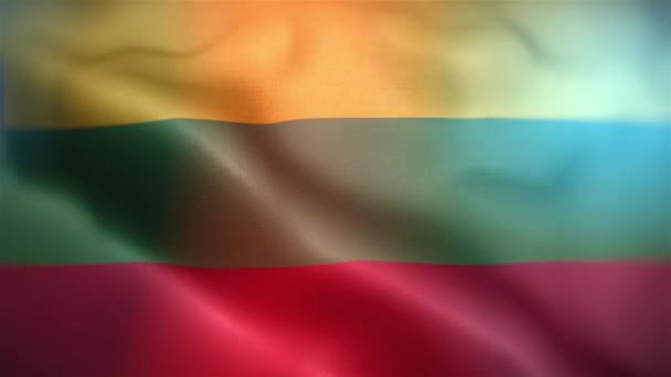 Flaga Międzynarodowa Litwy Litewska Flaga Płynna Animacja Machająca Zbliżeniem Komputer — Wideo stockowe
