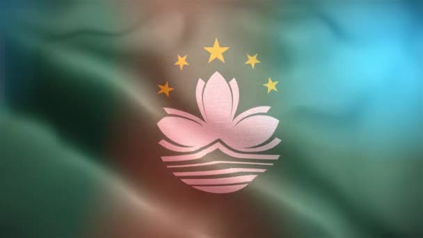 Uluslararası Macau Bayrağı Macau Bayrağı Dikişsiz Yakın Plan Sallama Animasyonu — Stok video