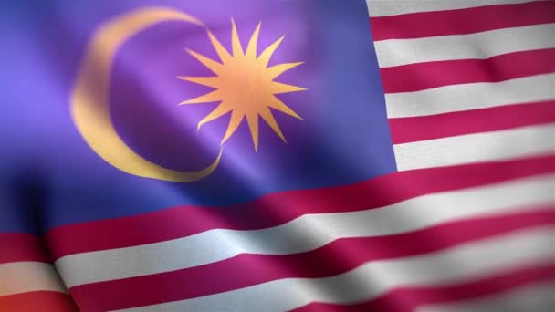Internationale Flagge Malaysias Malaysia Flagge Nahtlose Nahaufnahme Winken Animation Computer — Stockvideo