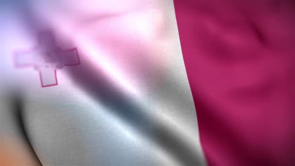 Bandera Internacional Malta Bandera Malta Inconsútil Primer Plano Ondeando Animación — Vídeos de Stock