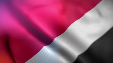 Uluslararası Sealand Prensliği bayrağı. Fok ve Bayrak Prensliği 'nin kusursuz yakın plan el sallama animasyonu. Bilgisayar, mühür bayrağının prensliğini oluşturdu. Rüzgarda dalgalanan kumaş desenli bayrağın 3D animasyonu.