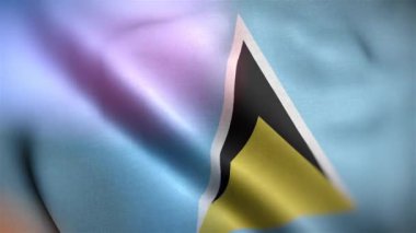 Uluslararası Saint Lucia bayrağı. Saint Lucia bayrağı kusursuz yakın plan el sallama animasyonu. Bilgisayar Saint Lucia bayrağı yaptı. Rüzgarda dalgalanan kumaş desenli bayrağın 3D animasyonu.