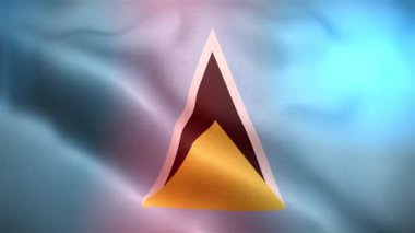 Uluslararası Saint Lucia bayrağı. Saint Lucia bayrağı kusursuz yakın plan el sallama animasyonu. Bilgisayar Saint Lucia bayrağı yaptı. Rüzgarda dalgalanan kumaş desenli bayrağın 3D animasyonu.