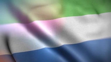 Sierra Leone 'nin uluslararası bayrağı. Sierra Leone bayrağı kusursuz bir yakın plan el sallama animasyonu. Bilgisayar Sierra Leone bayrağı yaptı. Rüzgarda dalgalanan kumaş desenli bayrağın 3D animasyonu.