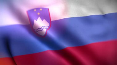 Uluslararası Slovenya bayrağı. Slovenya bayrağı pürüzsüz yakın plan el sallama animasyonu. Bilgisayar Slovenya bayrağı oluşturdu. Rüzgarda dalgalanan kumaş desenli bayrağın 3D animasyonu.