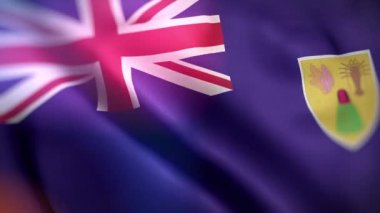 Uluslararası Türk ve Caicos adası bayrağı. Türkler ve Caicos adası bayrağı, dikişsiz yakın plan el sallama animasyonu. Bilgisayar Türkler ve Caicos adası bayrağı üretti. Rüzgarda dalgalanan kumaş desenli bayrağın 3D animasyonu.