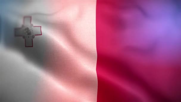 Bandera Internacional Malta Bandera Malta Inconsútil Primer Plano Ondeando Animación — Vídeo de stock