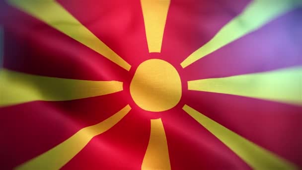 Bandera Internacional Macedonia Macedonia Bandera Inconsútil Primer Plano Ondeando Animación — Vídeo de stock