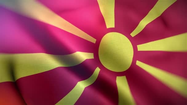 Mezinárodní Vlajka Makedonie Makedonie Vlajka Hladké Detailní Záběr Vlnění Animace — Stock video