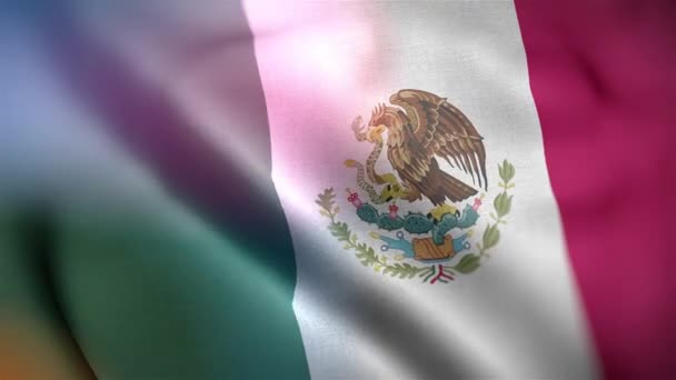 Międzynarodowa Flaga Meksyku Meksykańska Flaga Płynna Animacja Machająca Zbliżeniem Komputer — Wideo stockowe