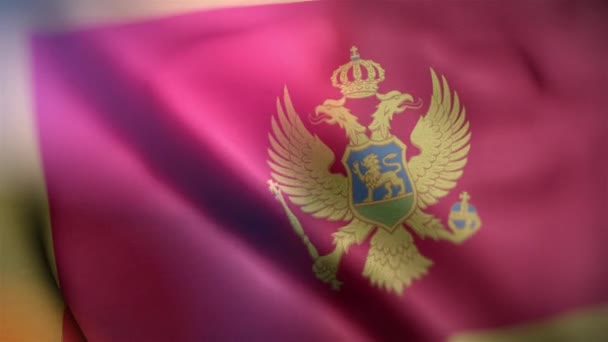 Karadağ Uluslararası Bayrağı Karadağ Bayrağı Kusursuz Bir Yakın Plan Sallıyor — Stok video