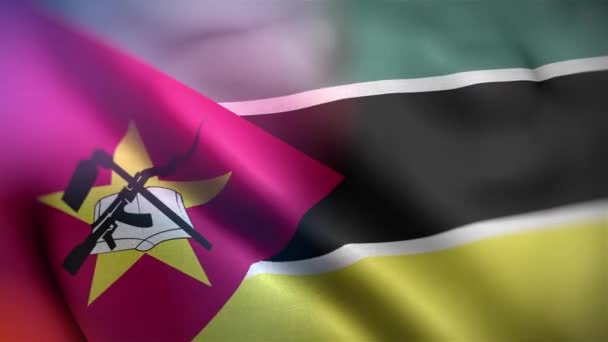 Международный Флаг Мозамбика Мозамбикский Флаг Плавно Машет Анимацией Крупным Планом — стоковое видео