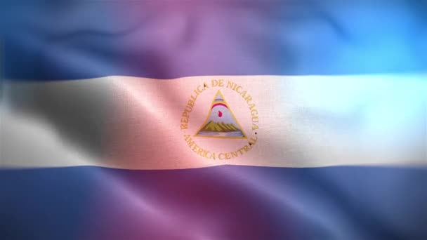 Nicaraguas Internationella Flagga Nicaragua Flagga Sömlös Närbild Viftande Animation Dator — Stockvideo