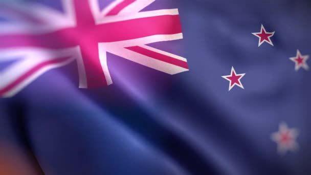 Bandeira Internacional Nova Zelândia Bandeira Nova Zelândia Sem Costura Closeup — Vídeo de Stock