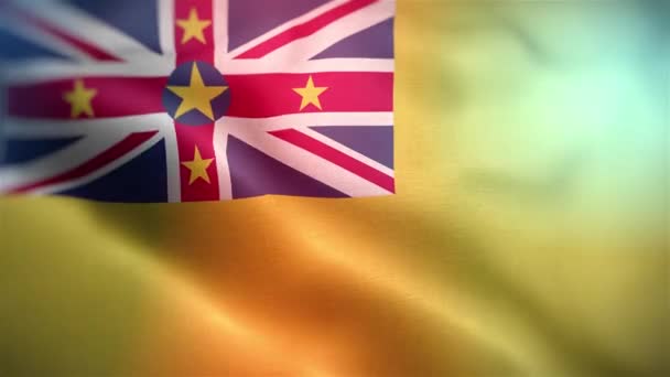 Międzynarodowa Flaga Niue Niue Flaga Płynne Zbliżenie Machając Animacją Komputer — Wideo stockowe