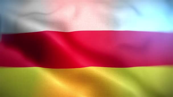 Mezinárodní Vlajka Severní Osetie North Osetia Vlajka Hladké Detailní Záběr — Stock video