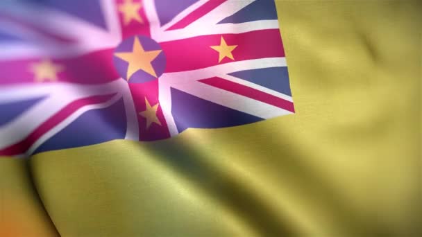 Bandeira Internacional Niue Niue Bandeira Sem Costura Closeup Acenando Animação — Vídeo de Stock
