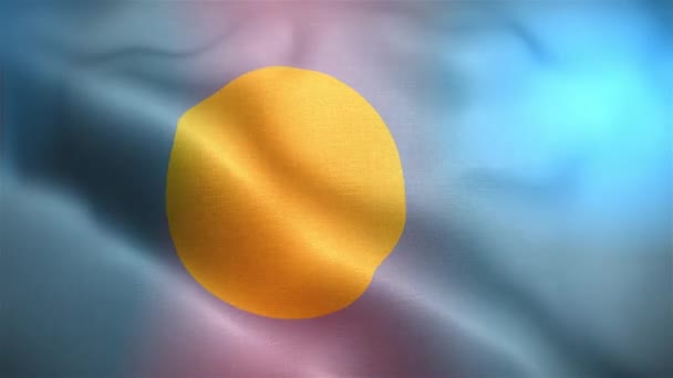 パラオの国際旗 パラオは シームレスなクローズアップのアニメーションを振ってフラグ パラオの旗を作った 風に揺れる布の質感の旗の3Dアニメーション — ストック動画